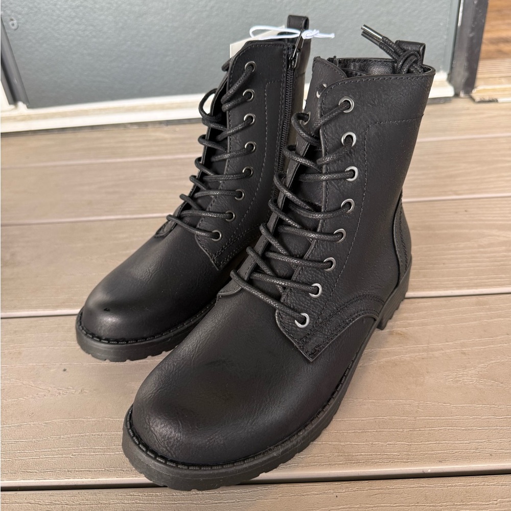 Black Lace-Up Combat Boots New in Box